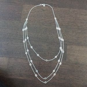 NEW Tory Burch silver layered necklace